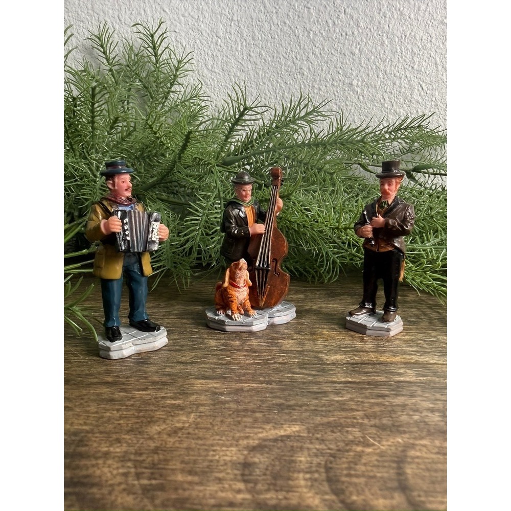 Lemax Christmas Village Town Streetside Trio 52035 3PC Band Dog Cello Accordion